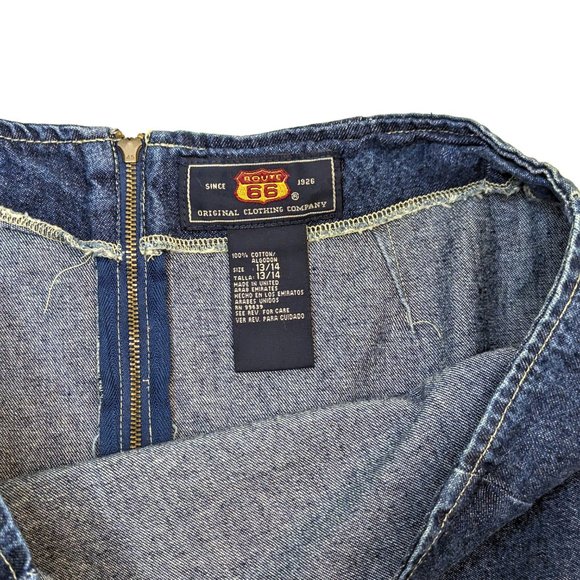 Y2K Vintage Route 66 Blue 100% Cotton Denim Mini-Skirt Full Zip Women's Sz 13/14 - Picture 4 of 4